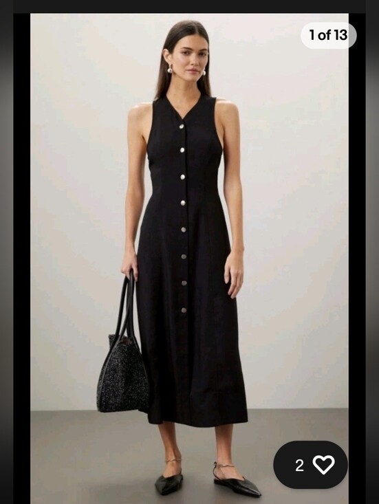 Proenza Schouler Dresses & Skirts - Proenza Schouler Black Sleeveless Button-Front Midi Dress with Silver Buttons
